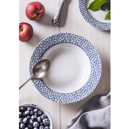 Talerz obiadowy głęboki porcelanowy LAURA ASHLEY FLORIS BIAŁY 22 cm