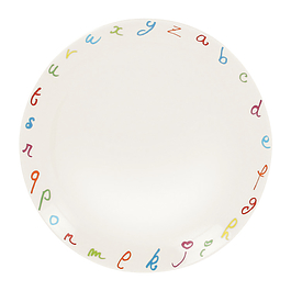 PORCELANA RAK Skola Alfabet 24 cm biały - talerz obiadowy płytki porcelanowy