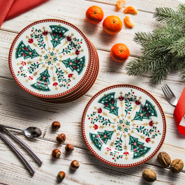 Talerz świąteczny porcelanowy EASY LIFE CHRISTMAS FOLK 19 cm