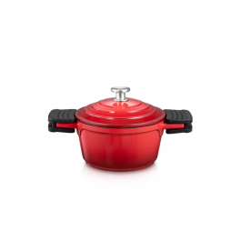 TESCOMA Bordeaux 1,5 l czerwony - garnek aluminiowy z pokrywką