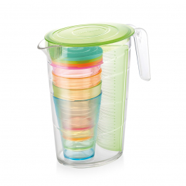 TESCOMA MyDrink 2,5 l zielony - dzbanek do wody i napojów z wkładem na owoce i kubkami plastikowy