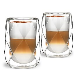 VIALLI DESIGN Geo 350 ml 2 szt. - szklanki do kawy i herbaty szklane z podwójnymi ściankami