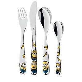 WMF Minions 4 szt. - komplet sztućców dla dzieci ze stali nierdzewnej 