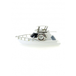 Zegar stojący łódź metalowy BOAT BIAŁY 12 cm