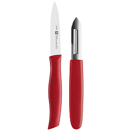 ZWILLING Twin Grip 2 szt. czerwone - noże do warzyw i owoców ze stali nierdzewnej