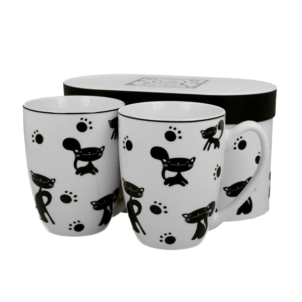 Kubki porcelanowe DUO ANIMALS KOTY CZARNE 360 ml 2 szt.