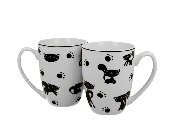 Kubki porcelanowe DUO ANIMALS KOTY CZARNE 360 ml 2 szt.