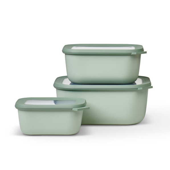MEPAL Cirqula Nordic Jade 3 szt. - miski kuchenne plastikowe z pokrywkami