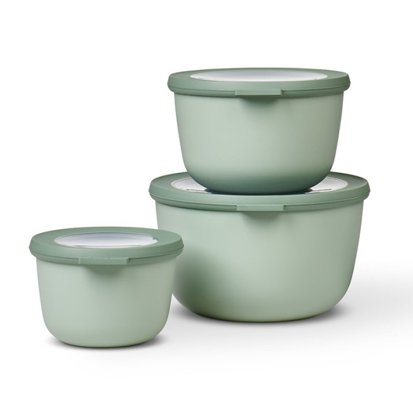 MEPAL Cirqula Nordic Jade 3 szt. - miski kuchenne plastikowe z pokrywkami