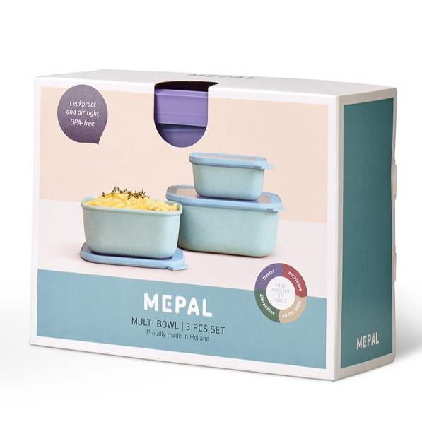MEPAL Cirqula Nordic Lilac 3 szt. - miski kuchenne plastikowe z pokrywkami