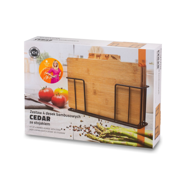 Deski do krojenia bambusowe ze stojakiem KONIGHOFFER CEDAR 4 szt.