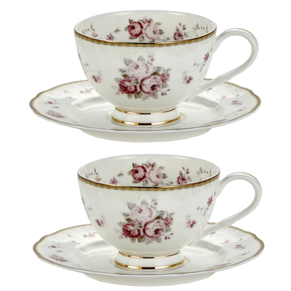 Filiżanki do kawy i herbaty porcelanowe ze spodkami 250 ml 2 szt.