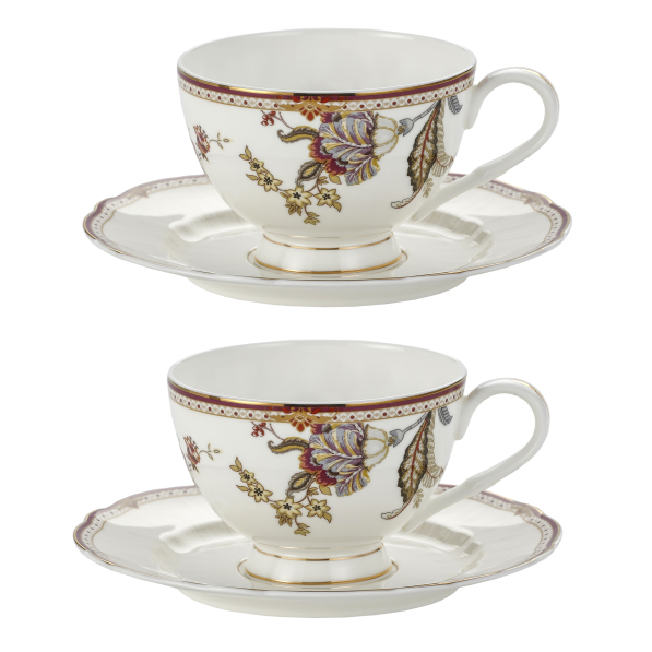 Filiżanki do kawy i herbaty porcelanowe ze spodkami 250 ml 2 szt.