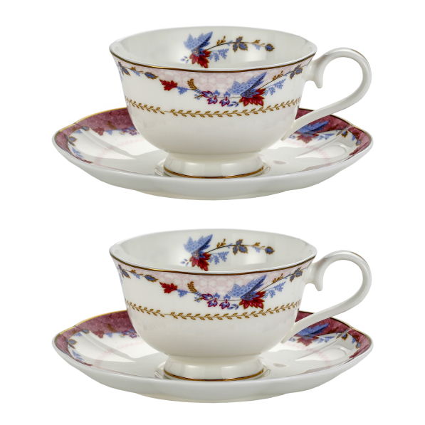 Filiżanki do kawy i herbaty porcelanowe ze spodkami 250 ml 2 szt.