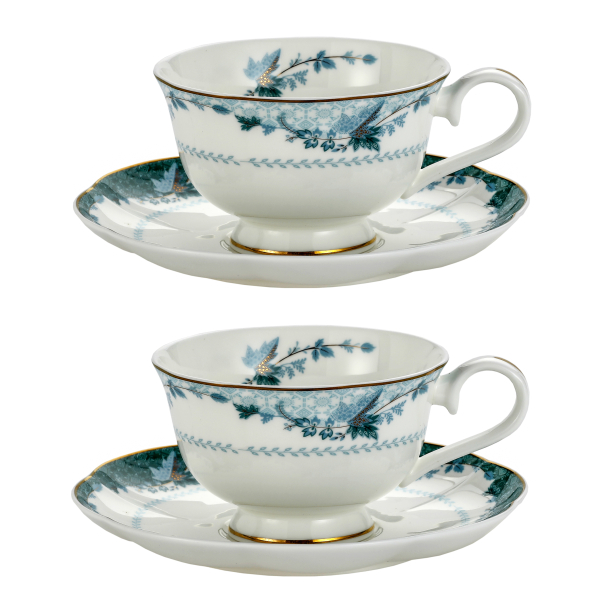Filiżanki do kawy i herbaty porcelanowe ze spodkami 250 ml 2 szt.