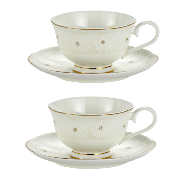 Filiżanki do kawy i herbaty porcelanowe ze spodkami 250 ml 2 szt.
