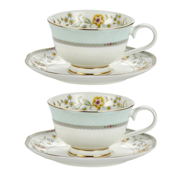 Filiżanki do kawy i herbaty porcelanowe ze spodkami 250 ml 2 szt.