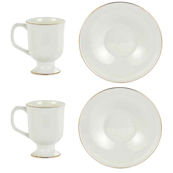 Filiżanki do kawy i herbaty porcelanowe ze spodkami 250 ml 2 szt.