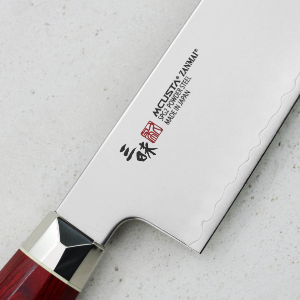MCUSTA Zanmai Red Revolution 18 cm - nóż japoński Santoku ze stali nierdzewnej