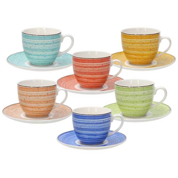 TOGNANA Kaleido 200 ml 6 szt. - filiżanki do kawy i herbaty porcelanowe ze spodkami