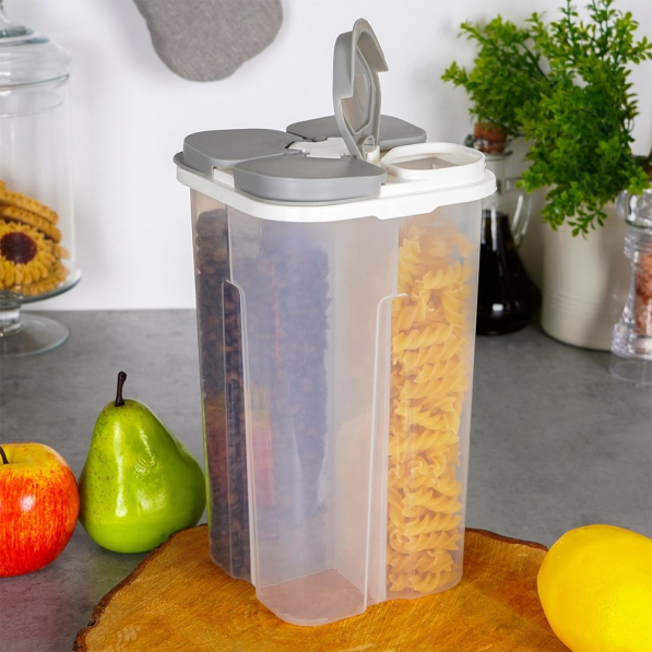 Pojemnik na produkty sypkie z dozownikiem dzielony EXCELLENT HOUSEWARE 2,4 l