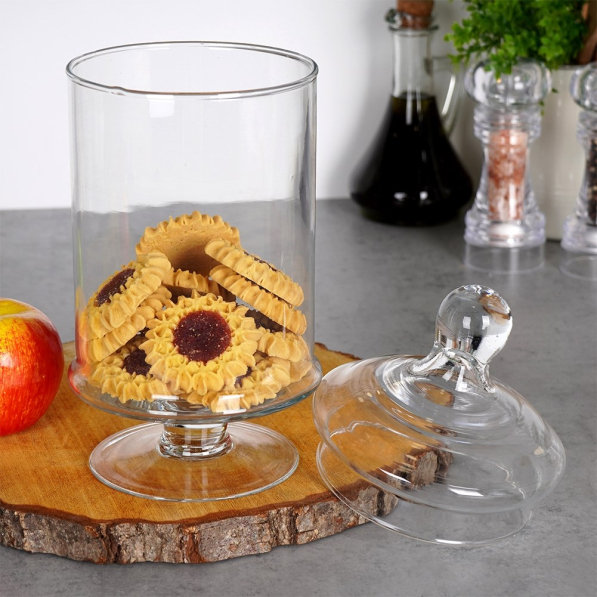 Pojemnik / Bombonierka na cukierki i słodycze z pokrywką na nóżce EXCELLENT HOUSEWARE 1,5 l