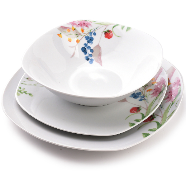 Komplet talerzy porcelanowych AFFEK DESIGN BOTANIC FRUIT na 6 osób (18 el.)