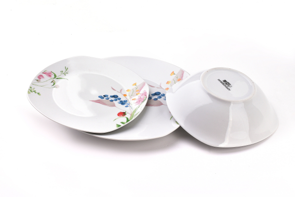 Komplet talerzy porcelanowych AFFEK DESIGN BOTANIC FRUIT na 6 osób (18 el.)