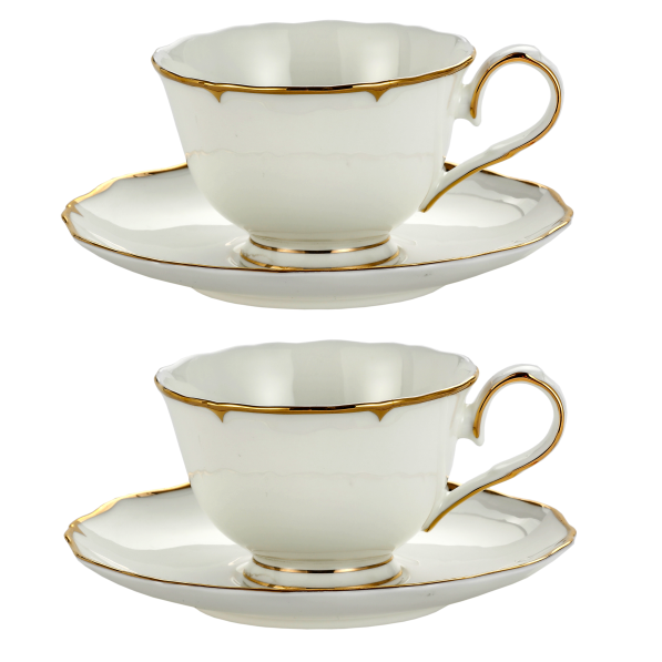 Filiżanki do kawy i herbaty porcelanowe ze spodkami 225 ml 2 szt.