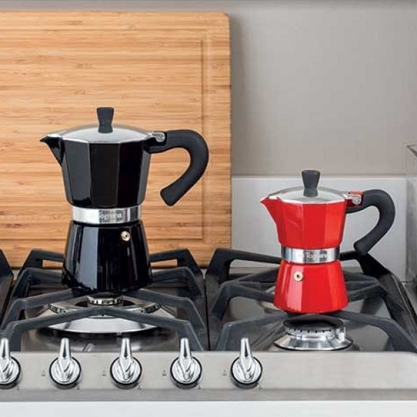 TOGNANA Coffee Star Red na 3 filiżanki espresso (3 tz) czerwona - kawiarka aluminiowa ciśnieniowa