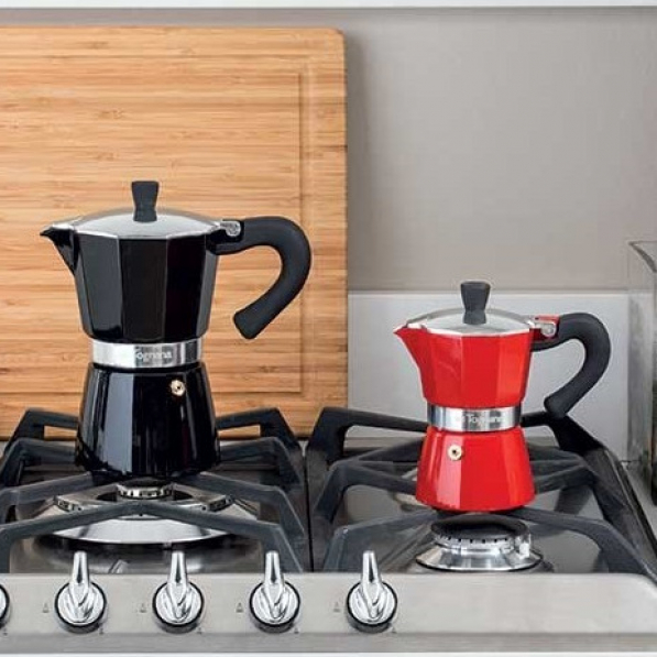 TOGNANA Coffee Star Black na 3 filiżanki espresso (3 tz) czarna - kawiarka aluminiowa ciśnieniowa