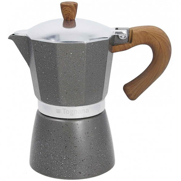 TOGNANA Stone & Wood Style na 3 filiżanki espresso (3 tz) - kawiarka aluminiowa ciśnieniowa