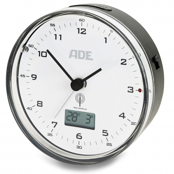 ADE Alarm 8 x 4 cm - zegar / budzik plastikowy z termometrem