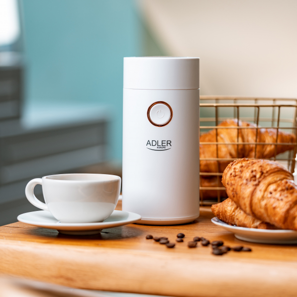 ADLER Coffee Grinder biało-złoty - młynek do kawy elektryczny