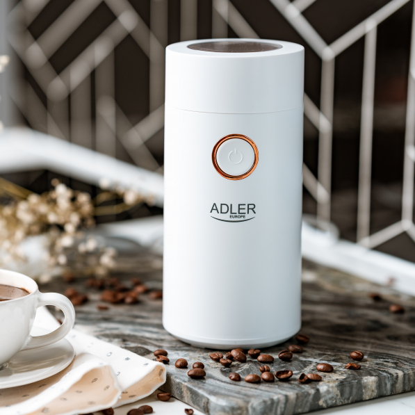 ADLER Coffee Grinder biało-złoty - młynek do kawy elektryczny