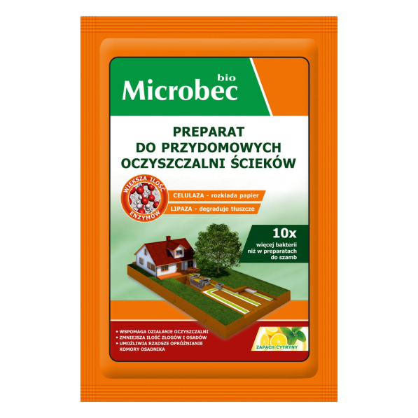 BROS Microbec Bio 35 g - aktywator / preparat do przydomowych oczyszczalni ścieków o zapachu cytryny