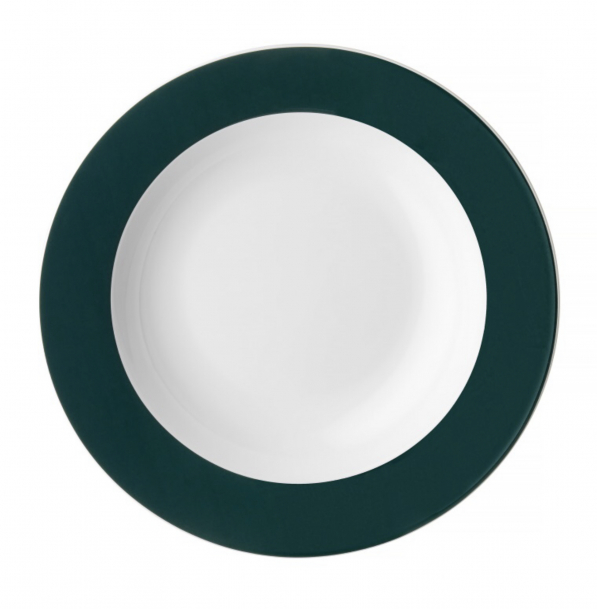 AMBITION Aura Green 23 cm ciemnozielony - talerz obiadowy głęboki porcelanowy