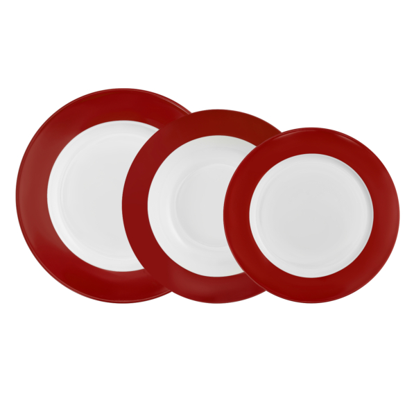 AMBITION Aura Red (18 el.) - komplet talerzy porcelanowych na 6 osób