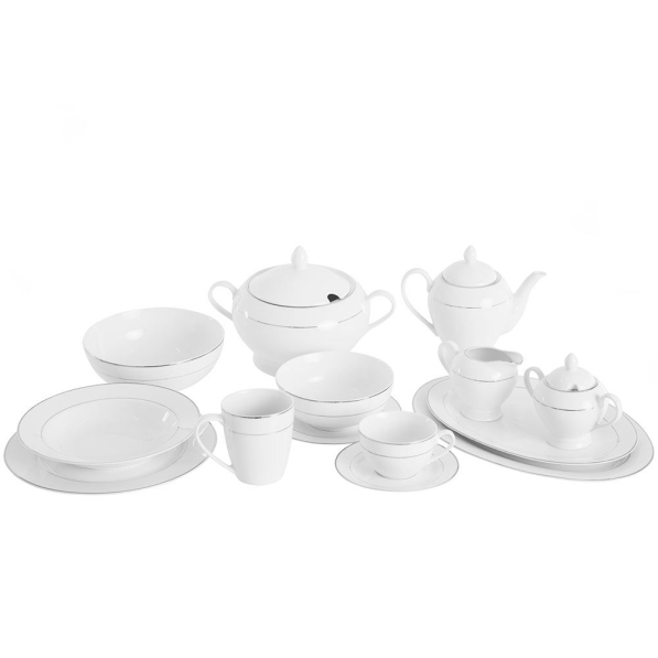 AMBITION Aura Silver 1,1 l - dzbanek do kawy i herbaty porcelanowy