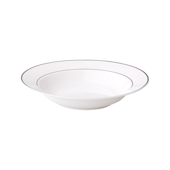 AMBITION Aura Silver 23 cm - talerz obiadowy głęboki porcelanowy