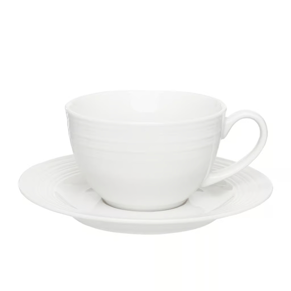 AMBITION Linea 220 ml 6 szt. - filiżanki do kawy i herbaty porcelanowe ze spodkami