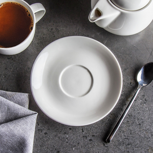 AMBITION Salsa 14 cm biały - talerzyk / spodek porcelanowy 