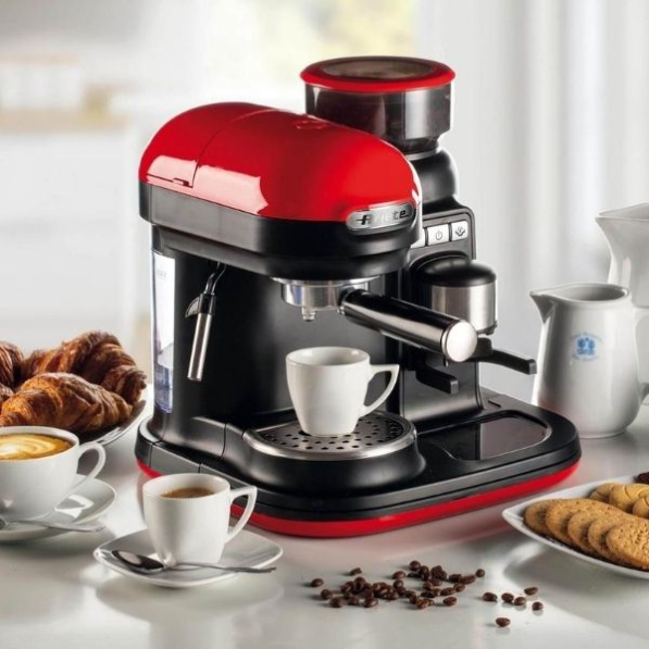 ARIETE Espresso Moderna 1080 W czerwono-czarny - ekspres do kawy ciśnieniowy metalowy