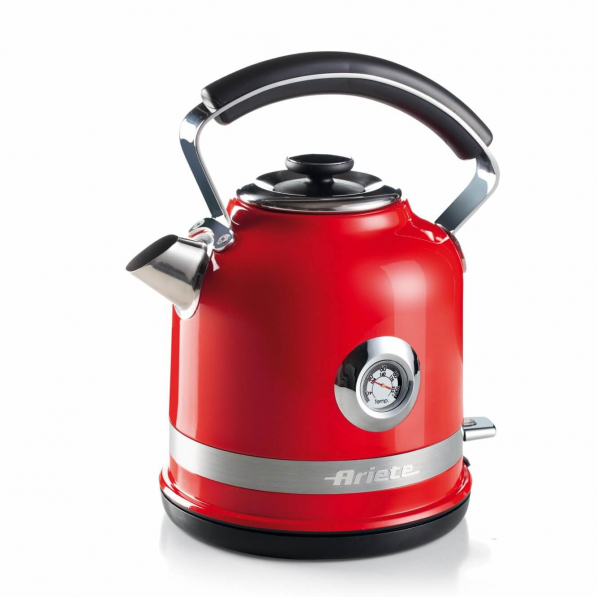 ARIETE Moderna 1,7 l czerwony - czajnik elektryczny bezprzewodowy ze stali nierdzewnej