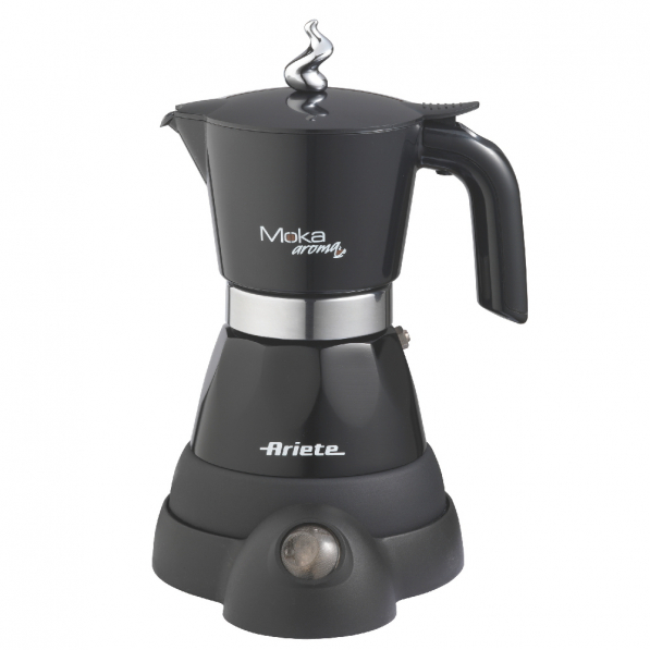 ARIETE Mokina na 4/2 filiżanki espresso (4/2 tz) czarna - kawiarka elektryczna aluminiowa ciśnieniowa