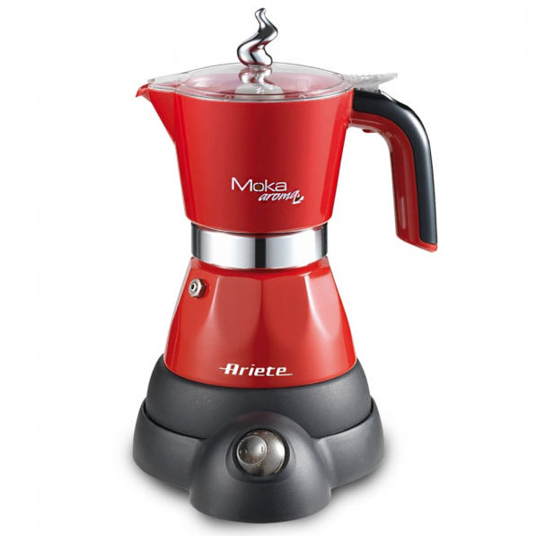 ARIETE Mokina na 4/2 filiżanki espresso (4/2 tz) czerwona - kawiarka elektryczna aluminiowa ciśnieniowa