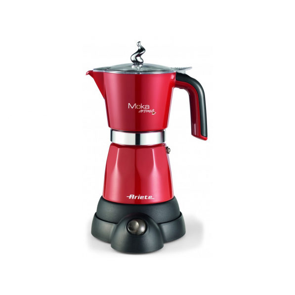 ARIETE Mokina na 6/4 filiżanki espresso (6/4 tz) czerwona - kawiarka elektryczna aluminiowa ciśnieniowa