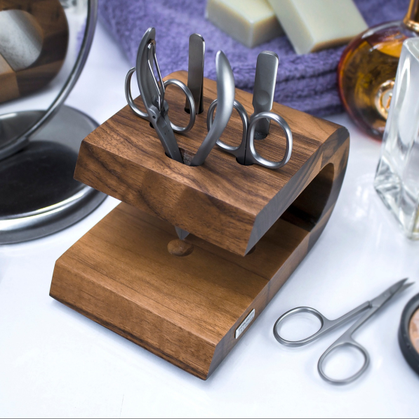 ARTELEGNO - stojak do przechowywania przyborów do manicure z drewna orzechowego