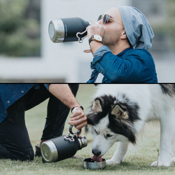 ASOBU Dog Bowl 0,975 l - butelka na wodę termiczna ze stali nierdzewnej z miską dla psa