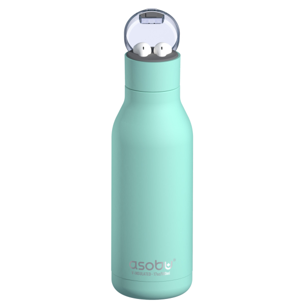 ASOBU H2 Audio Mint 0,5 l - butelka termiczna ze stali nierdzewnej z słuchawkami dousznymi i ładowarką